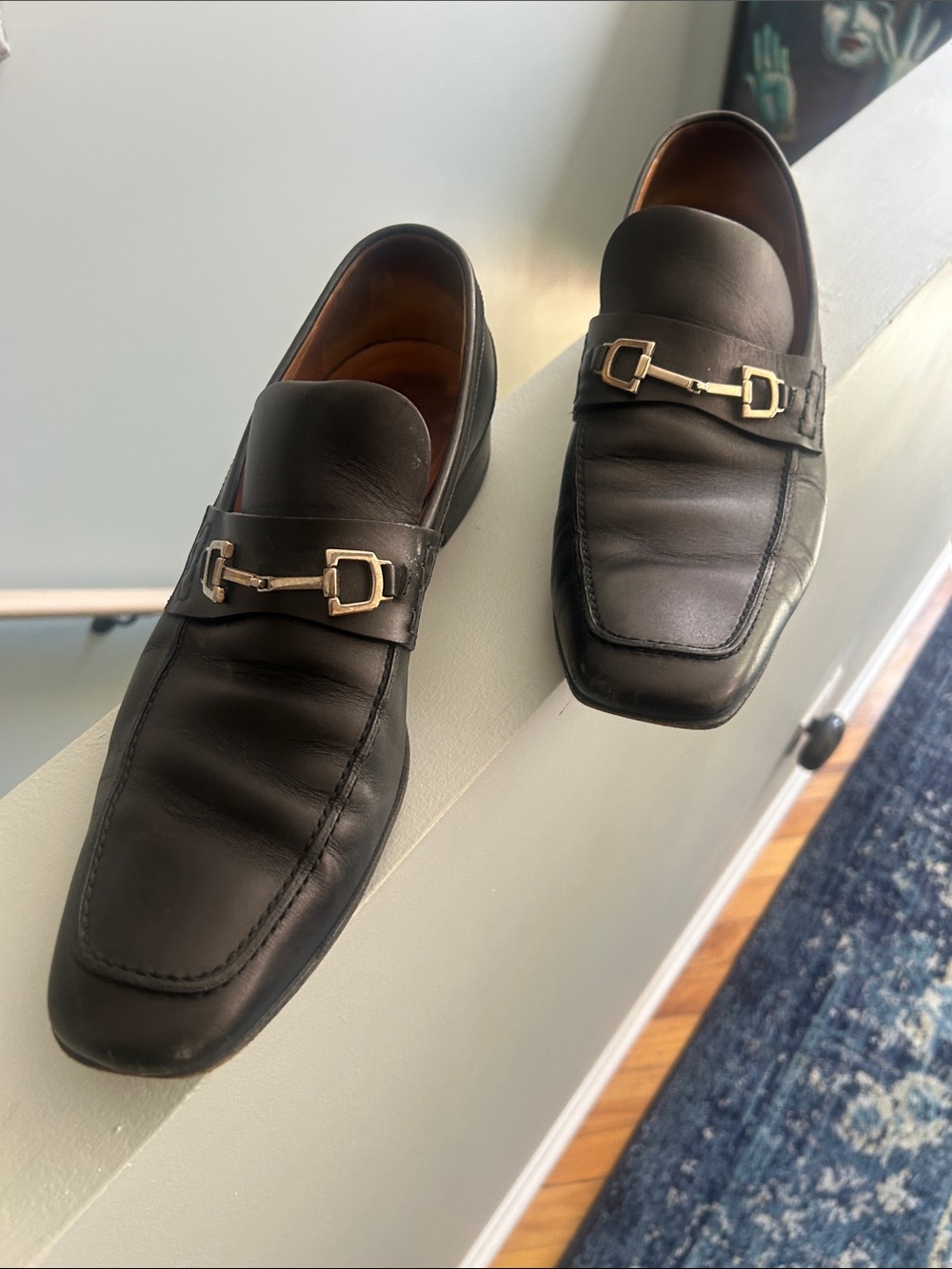 Gucci Black Leather Horsebit Slip-On Loafers